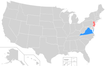 Color coded map of the 2017 gubernatorial races