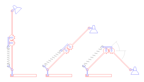 A single spring controlling upper arm and forearm