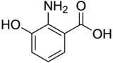 Skeletal formula of 3-hydroxyanthranilic acid