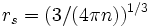 r_s=(3/(4\pi n))^{1/3}