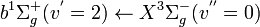 b^{1}\Sigma_{g}^{+}(v^'=2) \leftarrow X^{3}\Sigma_{g}^{-}(v^{''}=0)