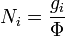 N_i = \frac{g_i}{\Phi}