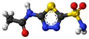 Ball-and-stick model of the acetazolamide molecule