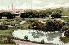 An old postcard image of Alexandra Park, Glasgow.