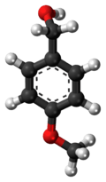 Ball-and-stick model of the anisyl alcohol molecule