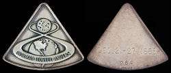  Apollo 8 mission emblem and crew names (front). Flight dates and serial number 264 (back)