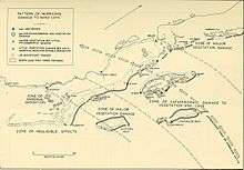 Black-and-white map of then-British Honduras showing hurricane damage.