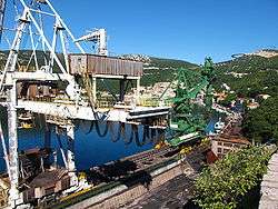 Coal loading gantry crane in a port