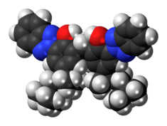 Space-filling model of the bisoctrizole molecule