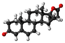 Ball-and-stick model of the canrenone molecule