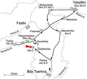 Map of rebel movements appears to be a chaotic figure-eight pattern. As explained further in the text, the rebels tried to increase their strength by absorbing nearby military units. The government foiled these attempts one by one, forcing the rebels to pursue different targets.