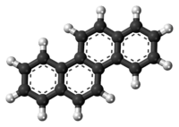 Ball-and-stick model of the chrysene molecule