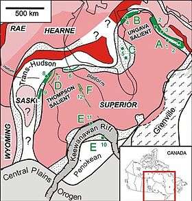 Map showing the location of geologic features.