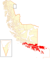 Map of Cabo de Hornos commune in Magallanes and Antartica Chilena Region