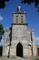 The front of a church