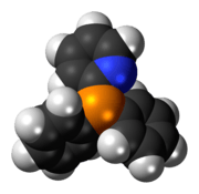 Space-filling model of the diphenyl-2-pyridylphosphine molecule