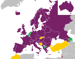 A coloured map of the countries of Europe