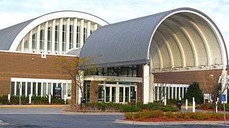 The Eden Prairie Library features a barrel-vaulted porte corchere entrance.