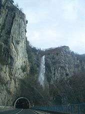 Road tunnel portal in a cliff