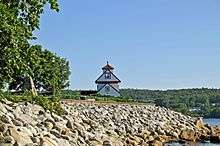 A view of Fort Point Lighthouse in Liverpool, Nova Scotia.