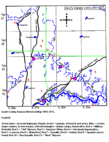 Grant County, Kansas Historical Map 1905-1915.