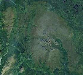 Landscape of a vegetated plateau with rivers and mountains.