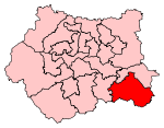 A very large constituency. It consists of the eastern portion of the county. It also includes the entirety of a second, smaller county, located to the east of the larger county.