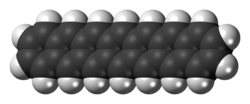 Space-filling model of the heptacene molecule