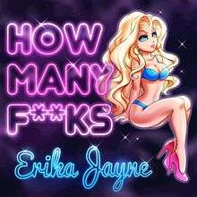 A cartoon version of Erika Jayne wearing a blue bikini and pink high heels sits next to the title and artist of the single