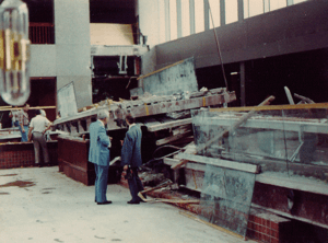 The landing of the concrete 4th floor walkway, atop the crowded 2nd floor walkway