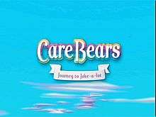 The film's title logo appears against a blue sky with some white clouds. The words "Care Bears" are stacked above the subtitle, "Journey to Joke-a-lot".