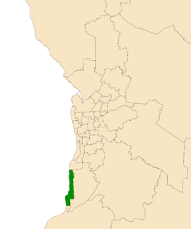 Map of Adelaide, South Australia with electoral district of Kaurna highlighted