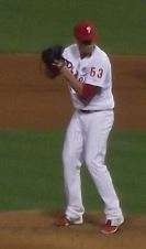 Ken Giles stands set to throw a pitch