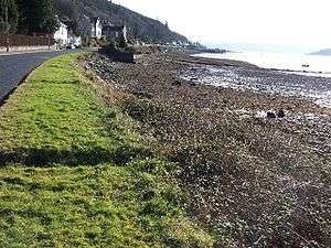 Kilmun looking east along the Holy Loch shoreline towards Strone