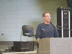 Author speaking at the Bay Area Anarchist Bookfair.