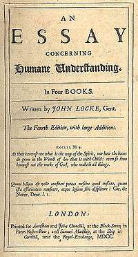 Page reads "An Essay Concerning Humane Understanding. In Four Books. Written by John Locke, Gent. The Fourth Edition, with large Additions. Eccles. XI. 5. As thou knowest not what is the way of the Spirit, nor how the bones do grow in the Womb of her that is with Child: even so thou knowest not the works of God, who maketh all things. Quam bellum est velle consteri potius nescire quod nescias, quam ista effutientum nauseare, atque ipsum sibi displicere! Cic. de Natur. Deor. l. I. London: Printed for Awasham and John Churchil, at the Black-Swan, in Pater-Noster-Row; and Samuel Manship, at the Ship in Cornhill, near the Royal Exchange, MDCC."