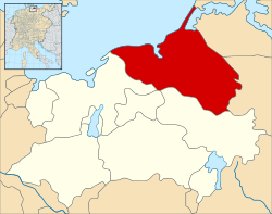 A map of the lordship of Rostock after the first partition of Mecklenburg