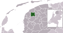 Highlighted position of Menameradiel in a municipal map of Friesland