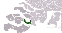 Highlighted position of Reimerswaal in a municipal map of Zeeland