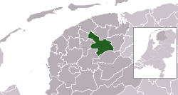 Highlighted position of Tytsjerksteradiel in a municipal map of Friesland