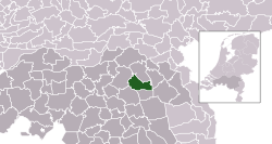 Highlighted position of Uden in a municipal map of North Brabant