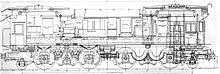 Technical drawing of a locomotive