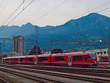 The first member of the class seen during its test period at Landquart station.