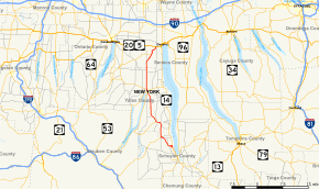 Map of New York State Route 14A