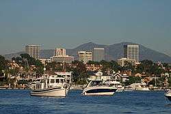 View of the Santa Ana Mountains from Newport Bay