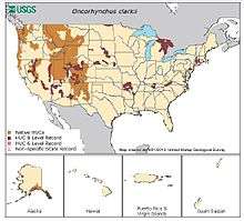 Map of native and non-native range of cutthroat trout