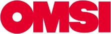 The words "OMSI" in large font. The letters are all in red.