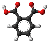 Ball-and-stick model of the phthalic acid molecule