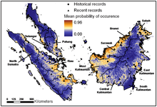 Map showing Peninsular Malaysia, Sumatra and Borneo