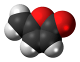 Space-filling model of the protoanemonin molecule